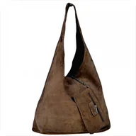 Plecaki worki - Torebka skórzana shopper taupe worek - miniaturka - grafika 1