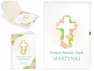 Murrano Biblia Dla Dzieci Z Twoim Nadrukiem I Drewnianym Etui Kwiecisty KZ-BIB-M_DRO-UV-017 - Pamiątka Pierwszej Komunii Świętej - miniaturka - grafika 1