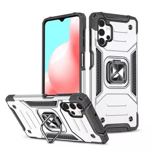 Wozinsky Ring Armor pancerne hybrydowe etui pokrowiec + magnetyczny uchwyt Samsung Galaxy A73 srebrny - Etui i futerały do telefonów - miniaturka - grafika 1