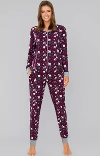Ava kombinezon damski dł.dł., Kolor burgund, Rozmiar XL, Italian Fashion - Intymna - Piżamy damskie - miniaturka - grafika 1