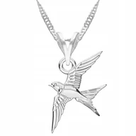 Naszyjniki - Naszyjnik Srebrny z Jaskółką Ptaszek Jaskółka Ptak Bird SREBRO 925 - miniaturka - grafika 1
