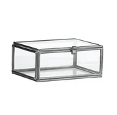 Pudełka i szkatułki - Madam Stoltz Pudełko szklane srebrne szkatułka 8,5 cm - miniaturka - grafika 1