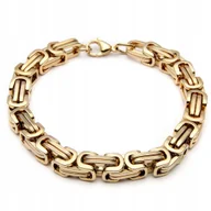 Bransolety męskie - ZŁOTA BRANSOLETKA MĘSKA SPLOT BIZANTYJSKI KRÓLEWSKI 8 MM STAL SZLACHETNA - miniaturka - grafika 1