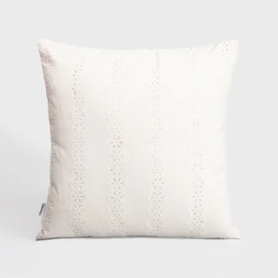 HOMLA Poszewka FARIM z haftem angielskim w kwiaty ecru 45x45 cm - Poszewki na poduszki - miniaturka - grafika 1