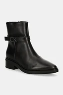 Botki damskie - Calvin Klein botki skórzane HEEL ANKLE BOOT 30 W/HW LTH damskie kolor czarny na płaskim obcasie HW0HW02183 - miniaturka - grafika 1