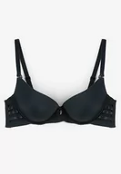 Biustonosze - Ciemnozielony Biustonosz Gładki z Efektem Push-Up i Wycięciami Roselily - miniaturka - grafika 1