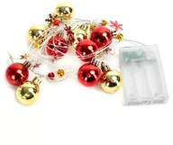 Oświetlenie świąteczne - Lampki choinkowe 2m/20led bombki gwiazdki złote i czerwone na baterie - miniaturka - grafika 1