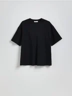 Koszulki i topy damskie - Reserved - T-shirt oversize z merceryzowanej bawełny - czarny - miniaturka - grafika 1