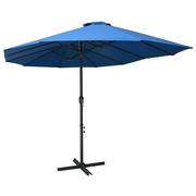 Parasole ogrodowe - vidaXL Parasol ogrodowy na słupku aluminiowym, 460 x 270 cm, niebieski - miniaturka - grafika 1