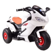 Jeździki dla dzieci - Import SUPER-TOYS SUPER-TOYS SUPER ŚCIGACZ MOTOR SPORT POMPOWANE KOŁA PILOT IMITACJA WYDECHU MIĘKKIE SIEDZENIE/HZBB1188  HZBB-1188-BIAŁY - miniaturka - grafika 1