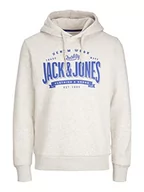 Bluzy męskie - Bestseller A/S Męska bluza z kapturem JJELOGO Sweat Hood 1 COL Mel 23/24 NOOS, biały melanż, XXL, bia?y melan?, XXL - miniaturka - grafika 1