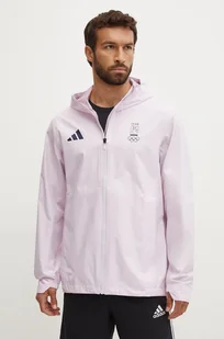 adidas Performance kurtka przeciwdeszczowa Olympic męska kolor różowy JD8022 - Kurtki i kamizelki sportowe męskie - miniaturka - grafika 1