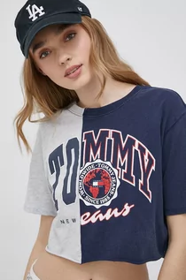 Koszulki i topy damskie - Tommy Jeans t-shirt bawełniany kolor granatowy - grafika 1