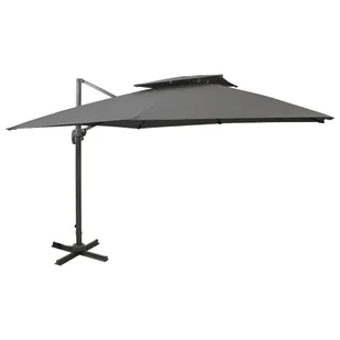 vidaXL Parasol wiszący z podwójną czaszą, 300x300 cm, antracytowy 312372 - Parasole ogrodowe - miniaturka - grafika 1