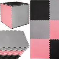 Maty do ćwiczeń - Mata piankowa kwadraty 179x179 cm szare, czarne, różowe puzzle pianka EVA FM0027 - miniaturka - grafika 1