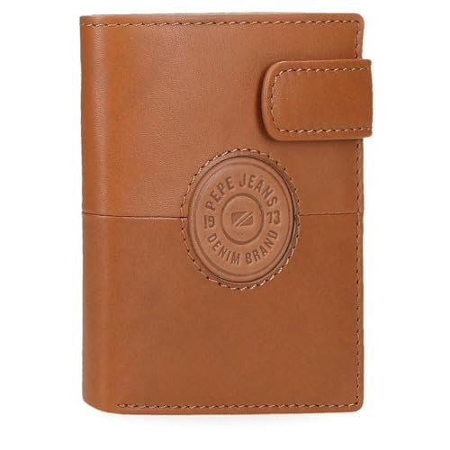 Pepe Jeans Cracker Pionowy portfel z uchwytem na karty i zapięciem zatrzaskowym Beżowy 8,5x10,5x1 cm Skóra by Joumma Bags, beż, Talla única, Pionowy portfel z uchwytem na karty i zapięciem na zatrzask