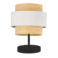 Lampy stojące - Rattanowa lampka nocna do sypialni AWINION II BOHO/ czarny/biały - miniaturka - grafika 1
