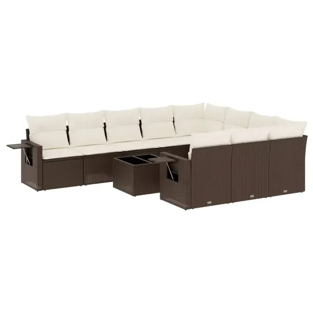 Zestaw mebli ogrodowych modułowych rattan PE brązowy 55x62x69 cm