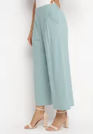 Spodnie damskie - Zielone Szerokie Spodnie Bawełniane Camprell - miniaturka - grafika 1