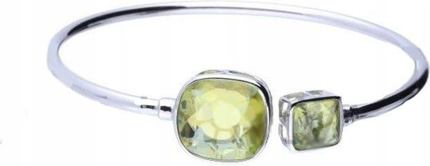 Srebrna bransoletka 925 sztywna bangle z zielonymi cyrkoniami 8,51g modna