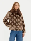 Płaszcze damskie - Guess Futro Karine W4BL00 WE9V0 Brązowy Regular Fit - miniaturka - grafika 1