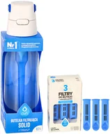 Butelki filtrujące - Butelka filtrująca Solid Niebieska 0,7L + 4x filtr wkład węglowy do butelki - miniaturka - grafika 1
