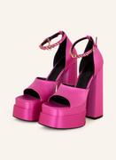 Sandały damskie - Versace Sandały Na Platformie Aevitas Z Ozdobnymi Kamykami pink - miniaturka - grafika 1