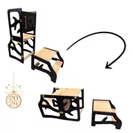 Krzesełka do karmienia - KITCHEN HELPER 5w1 dla dzieci do jedzenia zabawy POMOCNIK KUCHENNY solidny PREMIUM CZARNY - miniaturka - grafika 1