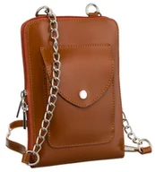 Torebki damskie - Skórzana torebka damska saszetka na suwak modna listonoszka crossbody z łańcuchem, brązowy - miniaturka - grafika 1