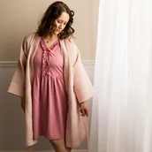 Piżamy ciążowe - EWA 968474 LINDA Koszula ciążowa różowa serca XXL - miniaturka - grafika 1