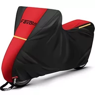Akcesoria motocyklowe - Favoto Pokrowiec na motocykl Outdoor Indoor Pokrowiec na motocykl Zimoodporny pokrowiec przeciwdeszczowy Ochrona przed śniegiem Pyłoszczelny z dziurką od klucza Odblaskowe paski Czerwony Czarny XXL - miniaturka - grafika 1