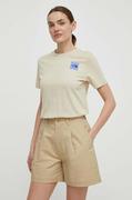 Koszulki sportowe damskie - The North Face t-shirt bawełniany damski kolor beżowy NF0A87EH3X41 - miniaturka - grafika 1