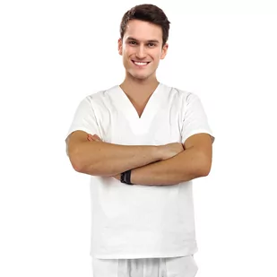 Bluza piekarska, gastronomiczna, unisex biała krótki rękaw 3XL - Odzież robocza - miniaturka - grafika 1