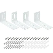 Zawiasy, okucia i inne akcesoria - Wspornik narożny w kształcie litery L - Wspornik kątowy z wkrętami - Do mocowania mebli i półek - Biały - 60 x 120 x 40 mm - 4 sztuki - miniaturka - grafika 1