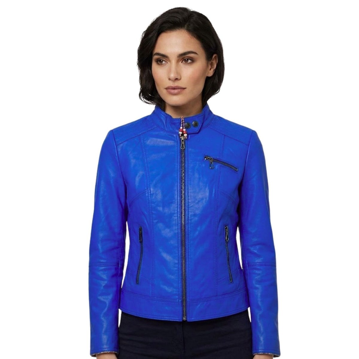 Kurtka damska skórzana Giorgio di Mare Kylie ramoneska niebieska-L