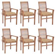 Fotele i krzesła ogrodowe - vidaXL Lumarko Krzesła stołowe z beżowymi poduszkami, 6 szt., drewno tekowe! 3072964 - miniaturka - grafika 1