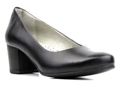 Czółenka - Skórzane czółenka na klocku - AXEL Comfort 1666, czarne - miniaturka - grafika 1