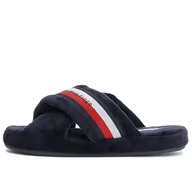 Klapki i japonki damskie - Kapcie Tommy Hilfiger Comfy Home Slippers With Straps FW0FW06587-DW5 - granatowe - miniaturka - grafika 1