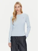 Swetry damskie - Tommy Hilfiger Sweter WW0WW44993 Błękitny Regular Fit - miniaturka - grafika 1