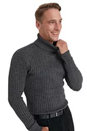 Garnitury - TRENDYOL Męska kamizelka sweterkowa - czarna - dopasowana, Szary, XL - miniaturka - grafika 1