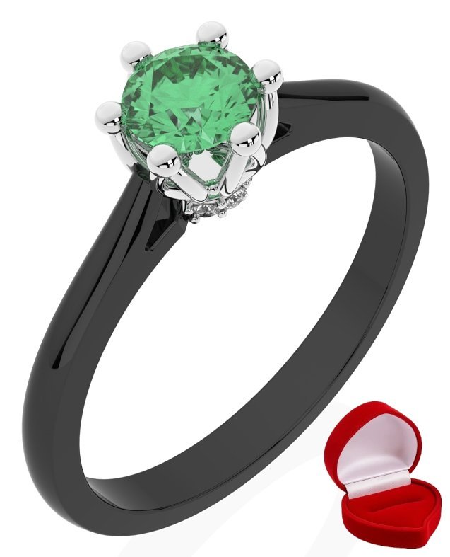 ZŁOTY PIERŚCIONEK ZARĘCZYNOWY 585 14k SZMARAGD 0,30 ct CZARNE ZŁOTO R16