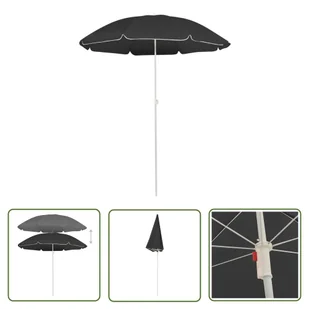 The Living Store Parasol ogrodowy na stalowym słupku - antracytowy - 180 cm - Parasol Ogrodowy - Parasole ogrodowe - miniaturka - grafika 1