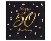 Folia, papier śniadaniowy, serwetki - Serwetki B&C Happy 50 Birthday czarne 20szt - Godan - miniaturka - grafika 1