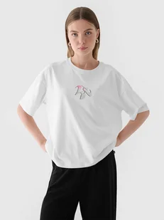 T-shirt oversize 100% bawełna damski 4F 4FRAW24TTSHF2582-10S Biały - Koszulki i topy damskie - miniaturka - grafika 1