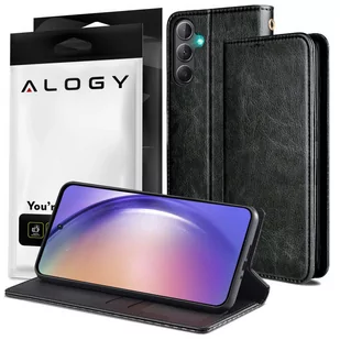 Etui ochronne z klapką skórzany portfel Alogy Wallet Case obudowa na telefon do Samsung Galaxy A34 5G Czarne - Gadżety USB - miniaturka - grafika 1