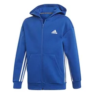 Bluzy dla dziewczynek - adidas Yb Mh 3S Fz bluza dziecięca, uniseks niebieski Mehrfarbig (Reauni/Blanco) 110 - miniaturka - grafika 1