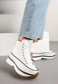 Trampki damskie - Białe Trampki z Cholewką za Kostkę na Platformie Falavira - Renee - miniaturka - grafika 1