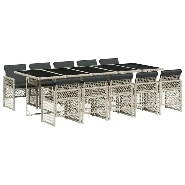 Zestaw Mebli Ogrodowych Rattan PE, Stół 275x106x73 cm, Krzesła 50,5x54x79 c