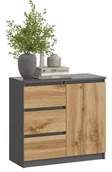 Komody - Komoda Z 3 Szufladami I Drzwiczkami Antracyt + Dąb Wotan S4-W22 - miniaturka - grafika 1