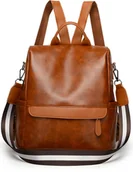 Torebki damskie - INF Damski modny plecak z ekoskórypoliuretan - stylowa i wszechstronna torba na ramię brązowy - miniaturka - grafika 1